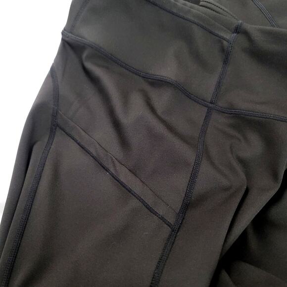 Yelete Active Workout Pants Great Stretch Fabric Very Black Many Pockets Capri - Picture 5 of 8